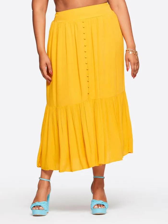 Bottoms Clothing Jessica Simpson Kelsie Skirt In Golden Rod