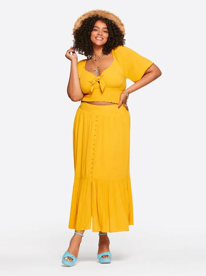 Bottoms Clothing Jessica Simpson Kelsie Skirt In Golden Rod