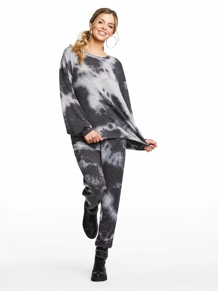 Bottoms Clothing Jessica Simpson Riya Tie Dye Pant In Black Tie Dye