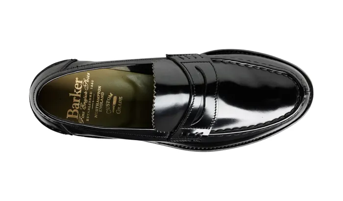 Caruso 8211 Black HiShine Men Barker Shoes Mens Loafers