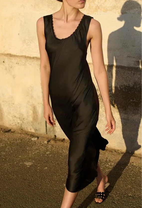 Ciao Lucia Long Dresses Leticia Black Satin Midi Dress 8211 Women
