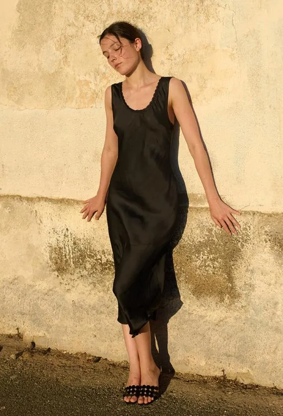 Ciao Lucia Long Dresses Leticia Black Satin Midi Dress 8211 Women