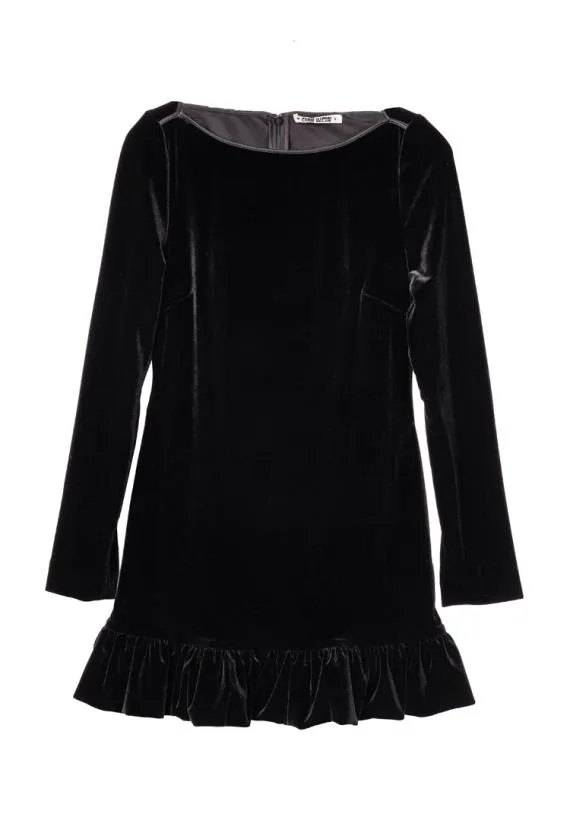 Ciao Lucia Mini Dresses Cosette Ruffled Black Velvet Mini Dress 8211 Women