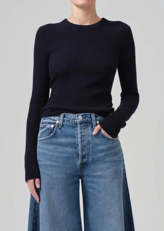 Citizens Of Humanity Alessia Crewneck Sweater In Navy Women Tops
