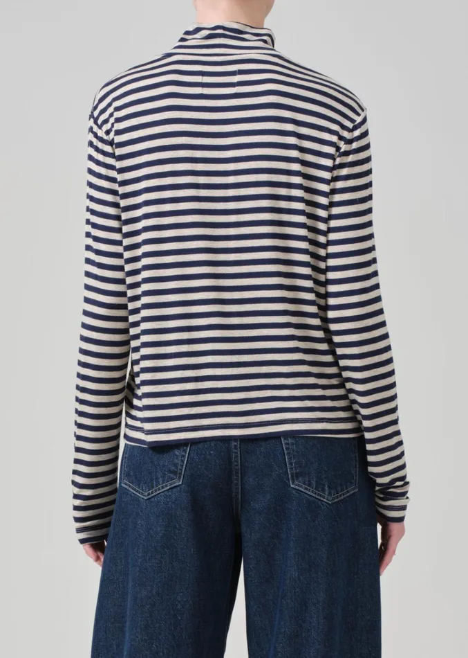 Citizens Of Humanity Alexandra Turtleneck In Navy Stripe Women Tops