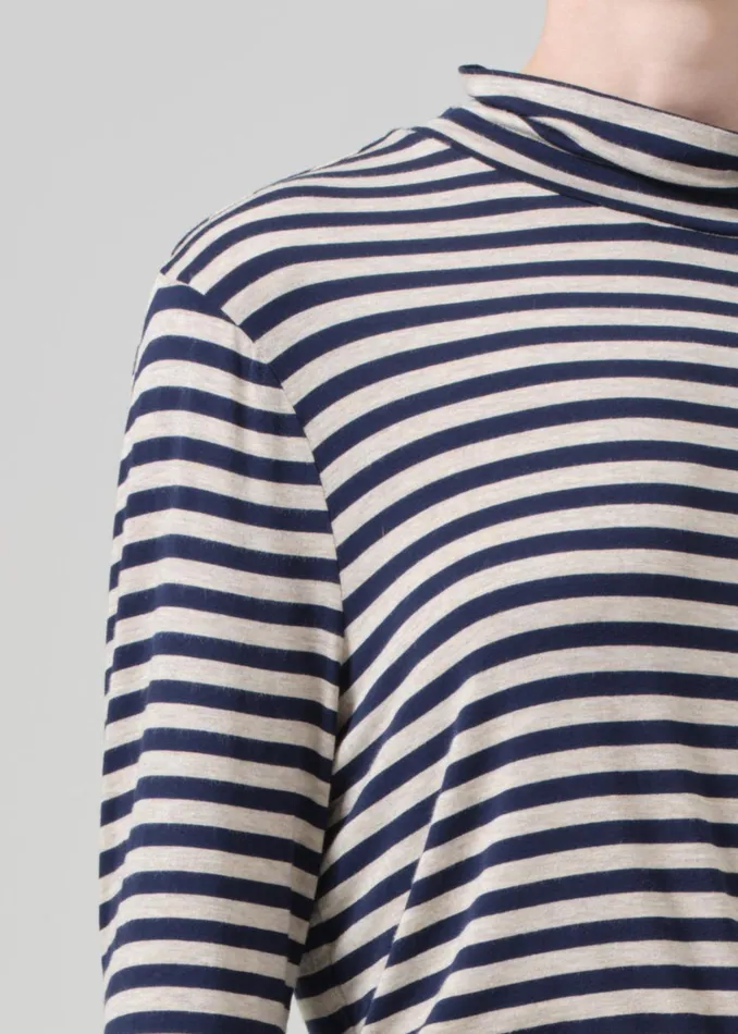 Citizens Of Humanity Alexandra Turtleneck In Navy Stripe Women Tops