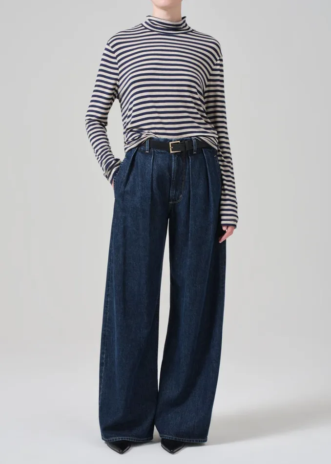 Citizens Of Humanity Alexandra Turtleneck In Navy Stripe Women Tops