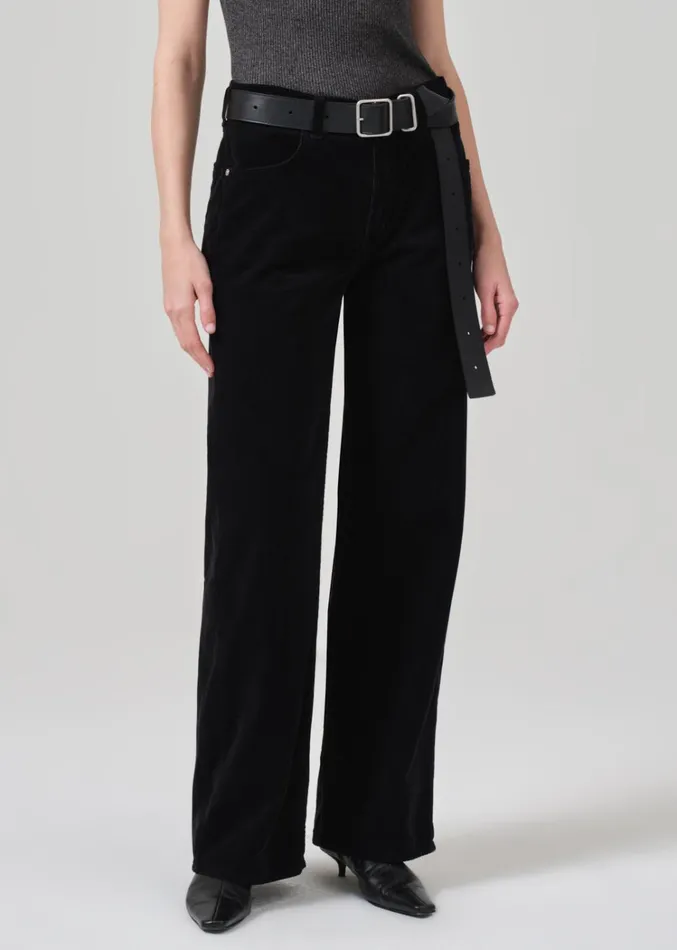 Citizens Of Humanity Annina High Rise Wide Leg 30034 Corduroy In Black Women Pants