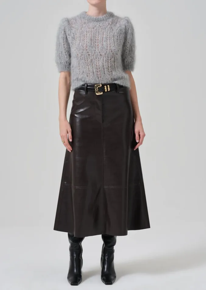 Citizens Of Humanity Cassia Leather Skirt In Chocolate Dark Brown Women Shorts and Skirts