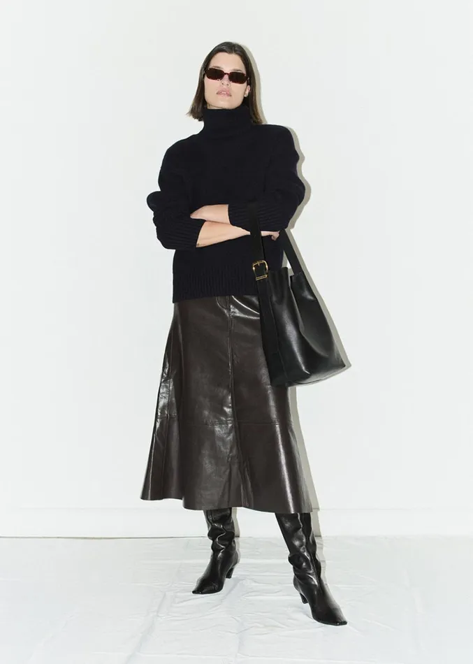 Citizens Of Humanity Cassia Leather Skirt In Chocolate Dark Brown Women Shorts and Skirts