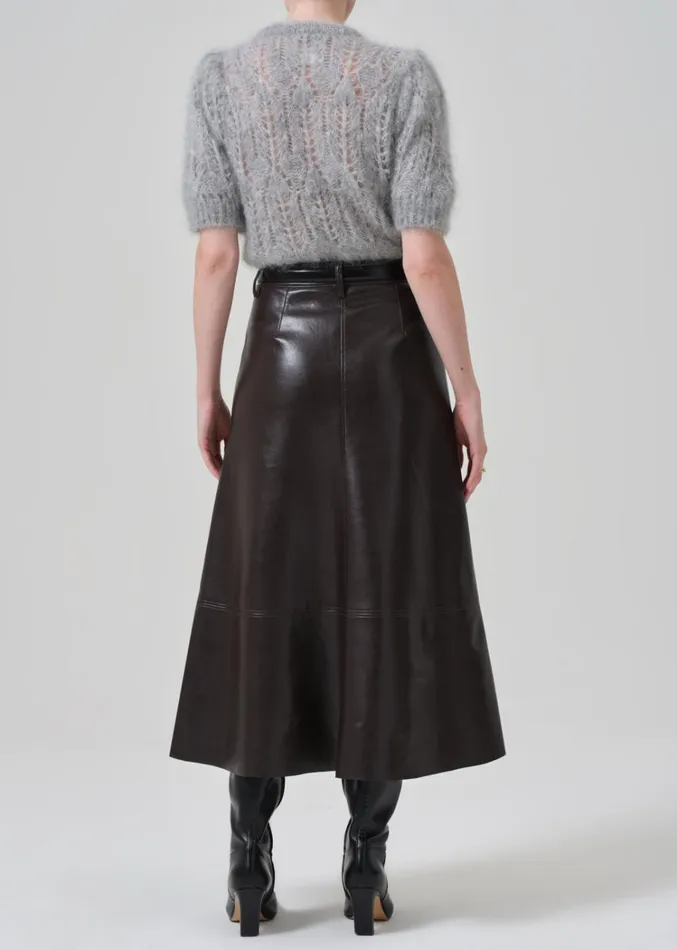 Citizens Of Humanity Cassia Leather Skirt In Chocolate Dark Brown Women Shorts and Skirts