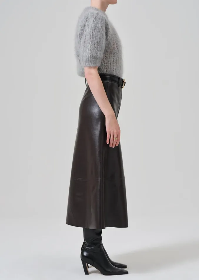 Citizens Of Humanity Cassia Leather Skirt In Chocolate Dark Brown Women Shorts and Skirts