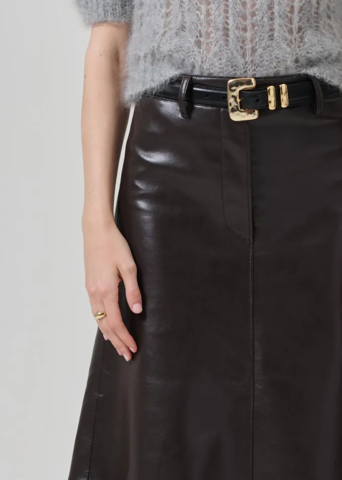 Citizens Of Humanity Cassia Leather Skirt In Chocolate Dark Brown Women Shorts and Skirts