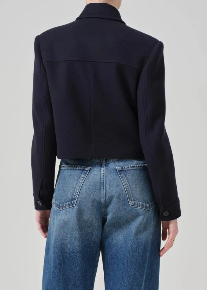 Citizens Of Humanity Corina Cropped Boxy Jacket In Navy Women Jackets and Coats
