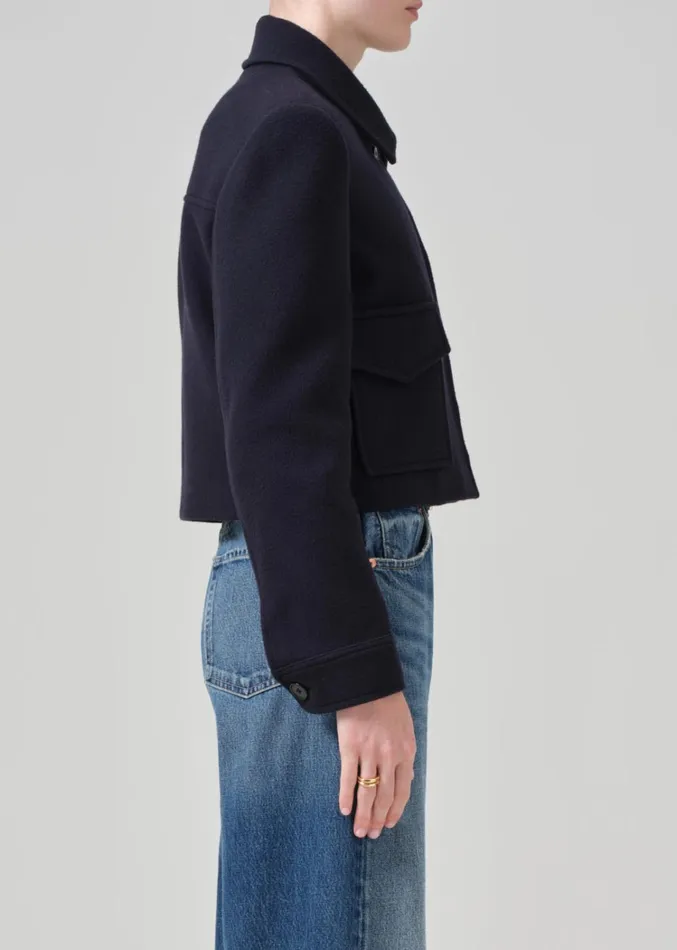 Citizens Of Humanity Corina Cropped Boxy Jacket In Navy Women Jackets and Coats