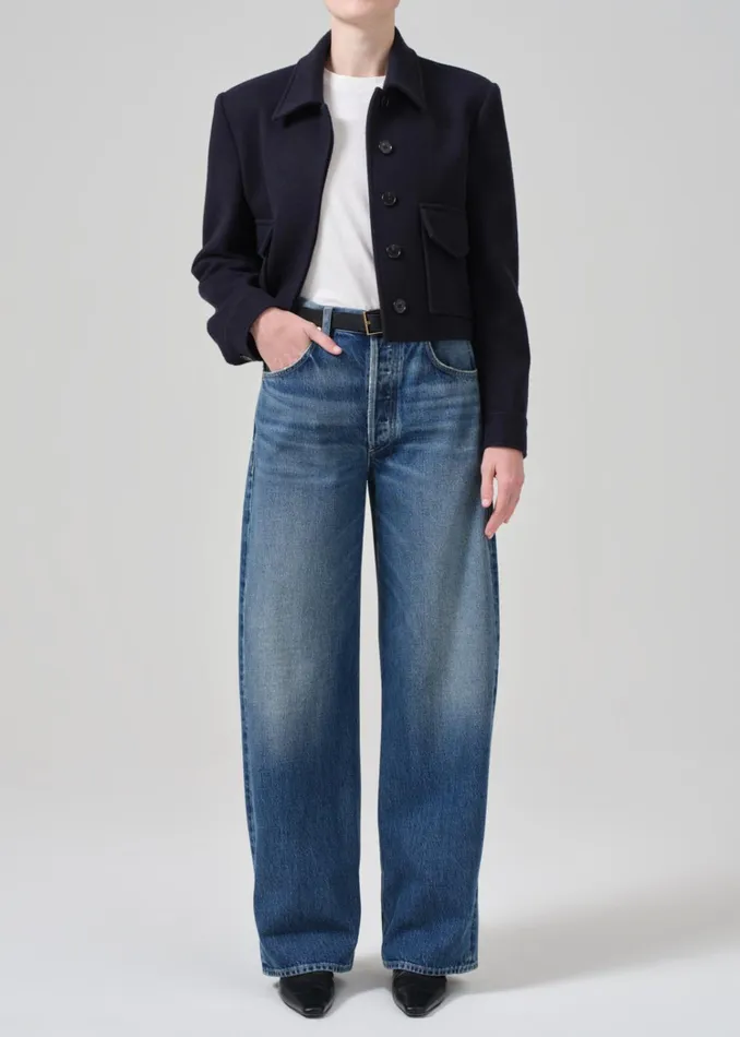 Citizens Of Humanity Corina Cropped Boxy Jacket In Navy Women Jackets and Coats