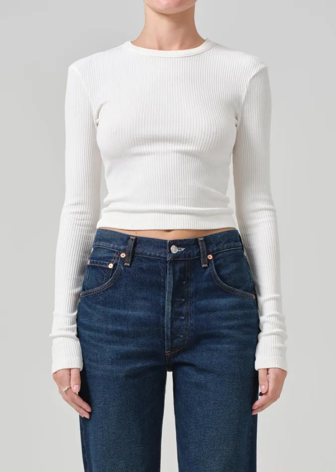 Citizens Of Humanity Cropped Faena Crewneck In Pashmina Women Tops