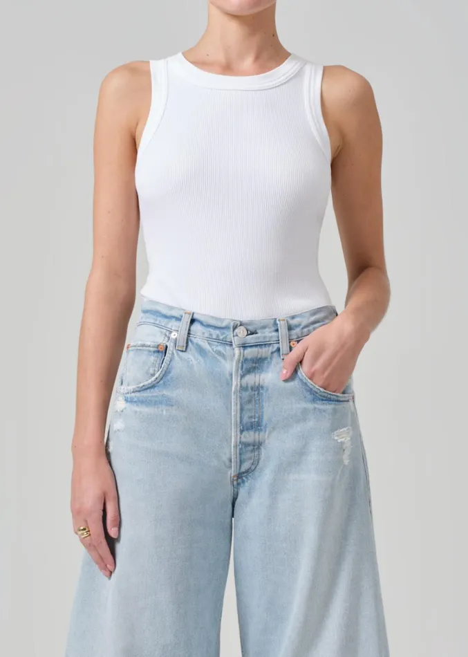 Citizens Of Humanity Isabel Rib Tank In White Women Tops