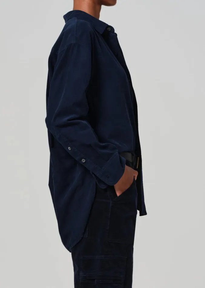 Citizens Of Humanity Kayla Shirt Corduroy In Navy Women Tops