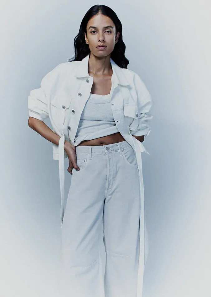 Citizens Of Humanity Leela Belted Denim Peplum Jacket In Pashmina Women Jackets and Coats