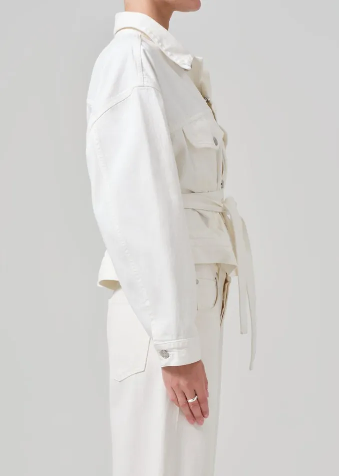 Citizens Of Humanity Leela Belted Denim Peplum Jacket In Pashmina Women Jackets and Coats