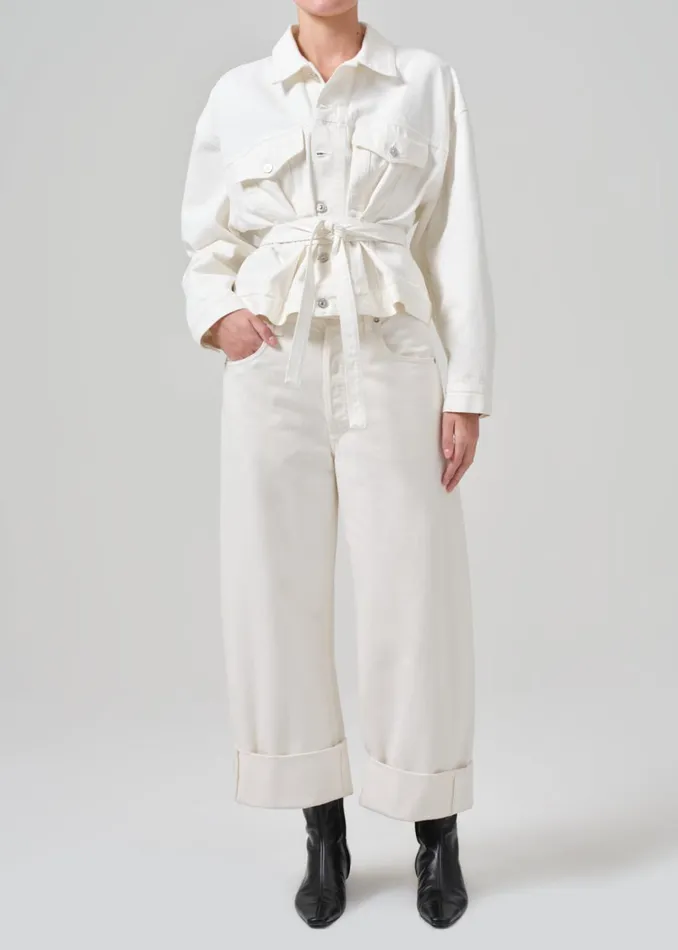 Citizens Of Humanity Leela Belted Denim Peplum Jacket In Pashmina Women Jackets and Coats