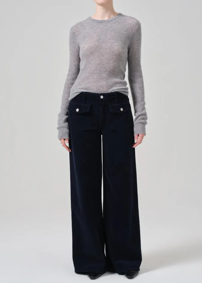 Citizens Of Humanity Raven Patch Pocket Wide Leg Corduroy In Navy Women Pants
