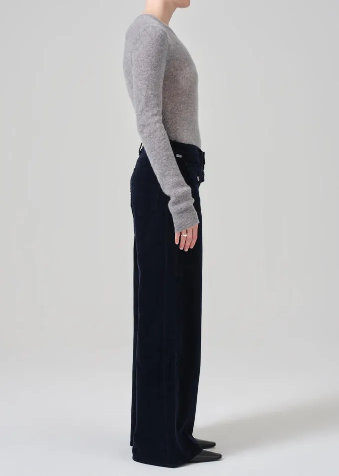 Citizens Of Humanity Raven Patch Pocket Wide Leg Corduroy In Navy Women Pants