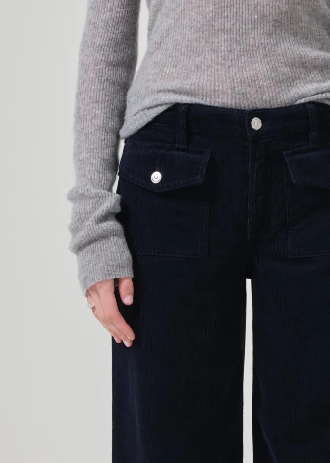 Citizens Of Humanity Raven Patch Pocket Wide Leg Corduroy In Navy Women Pants