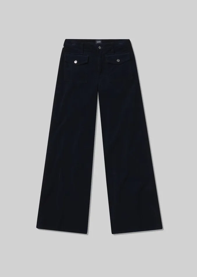 Citizens Of Humanity Raven Patch Pocket Wide Leg Corduroy In Navy Women Pants