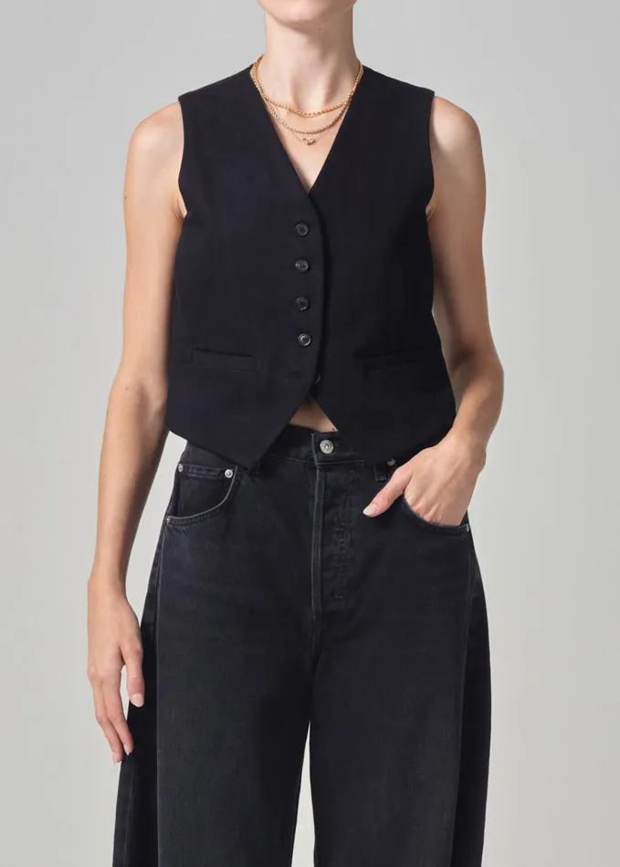 Citizens Of Humanity Sierra Vest In Black Women Tops