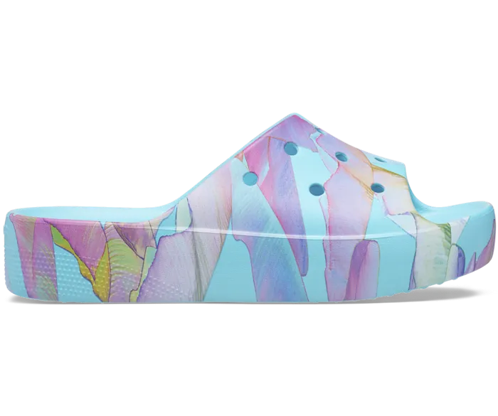 Classic Platform Palm Print Slide Neptune Multi Women Crocs Sandals