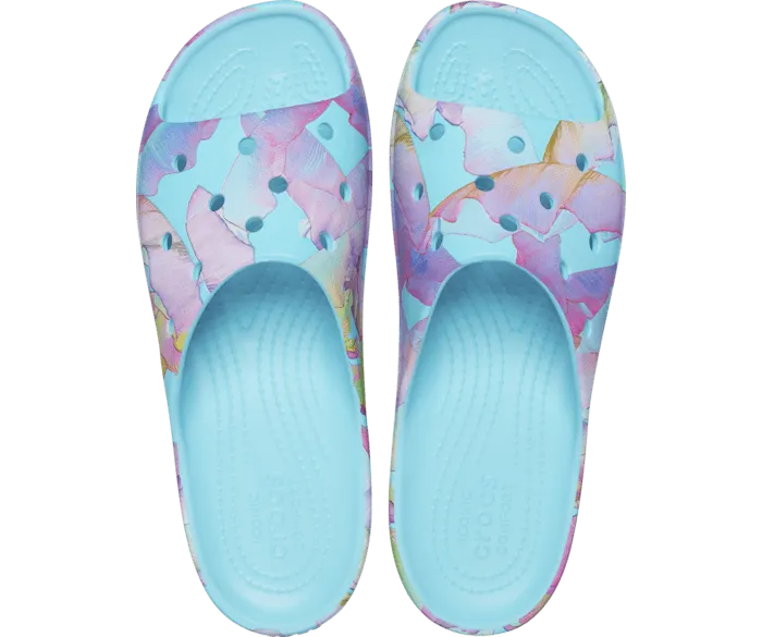 Classic Platform Palm Print Slide Neptune Multi Women Crocs Sandals