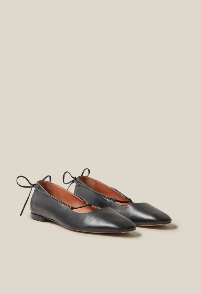 Claudie Pierlot Black Leather Ballet Pumps Women Ballerinas