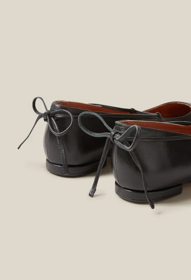 Claudie Pierlot Black Leather Ballet Pumps Women Ballerinas