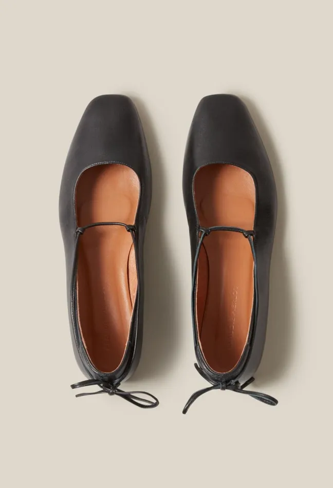 Claudie Pierlot Black Leather Ballet Pumps Women Ballerinas