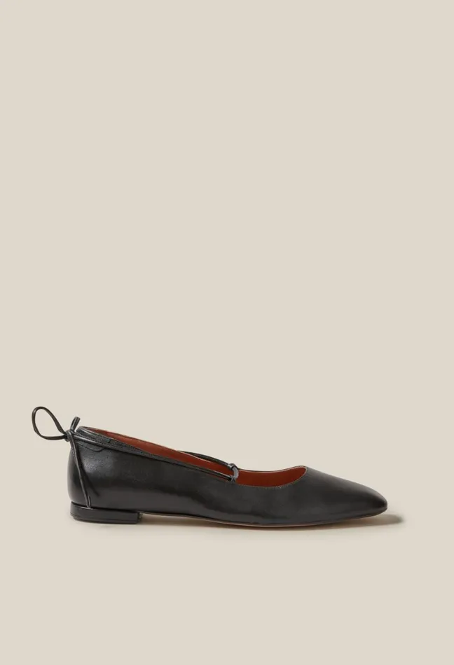 Claudie Pierlot Black Leather Ballet Pumps Women Ballerinas