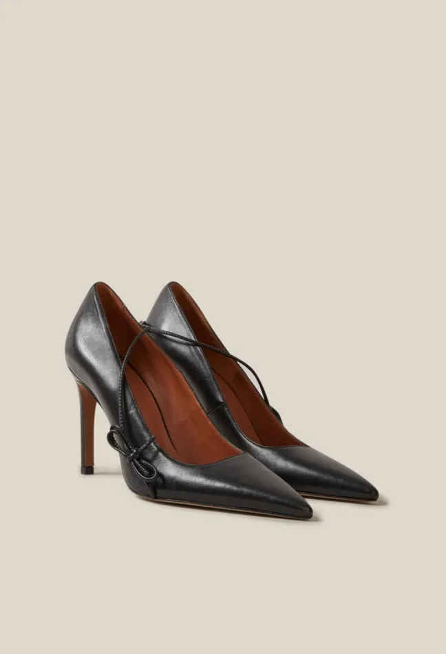 Claudie Pierlot Black Leather Heels Women Sandals Pumps And Mules