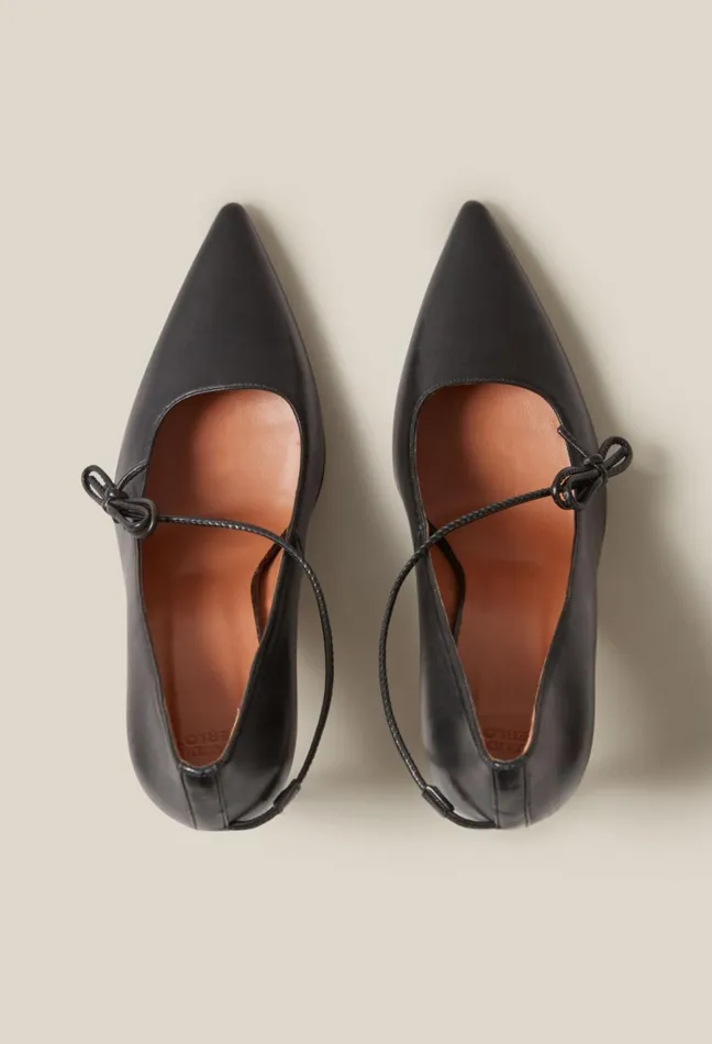 Claudie Pierlot Black Leather Heels Women Sandals Pumps And Mules