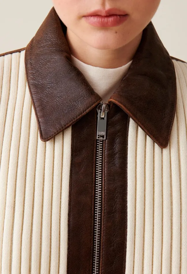 Claudie Pierlot Brown TwoTone Bomber Jacket Dualcolor Women Jackets Claudie Pierlot Brown TwoTone Bomber Jacket Dualcolor Women Jackets