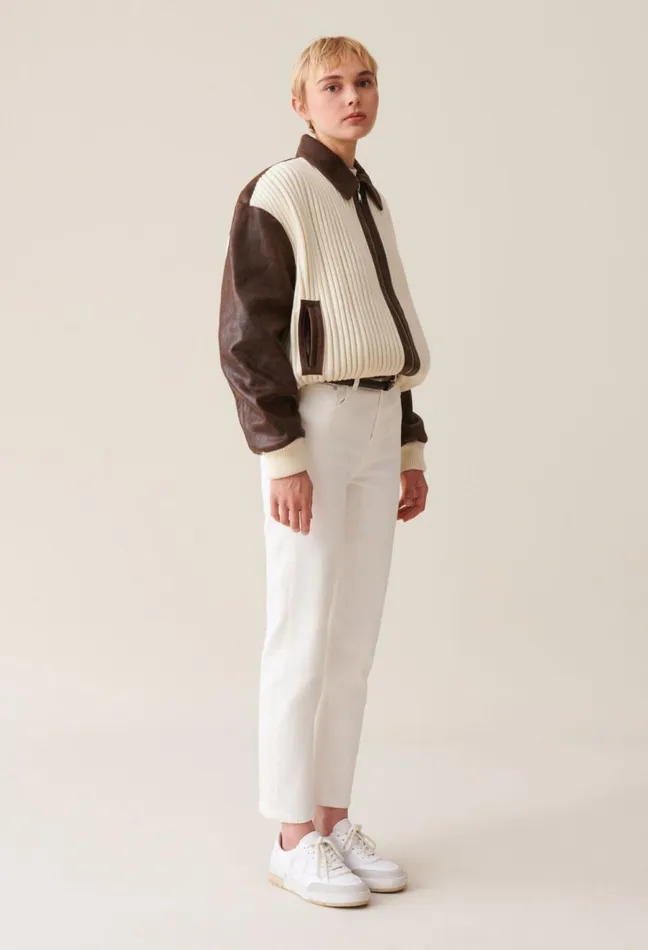 Claudie Pierlot Brown TwoTone Bomber Jacket Dualcolor Women Jackets Claudie Pierlot Brown TwoTone Bomber Jacket Dualcolor Women Jackets