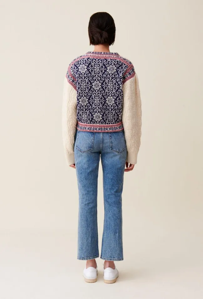 Claudie Pierlot CableKnit Wool Cardigan Multicolored Women Knitwear And Cardigans Claudie Pierlot CableKnit Wool Cardigan Multicolored Women Knitwear And Cardigans