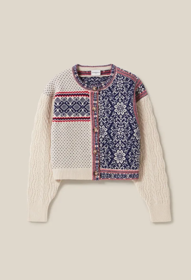 Claudie Pierlot CableKnit Wool Cardigan Multicolored Women Knitwear And Cardigans Claudie Pierlot CableKnit Wool Cardigan Multicolored Women Knitwear And Cardigans