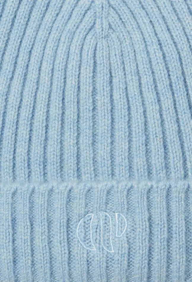 Claudie Pierlot Cashmere Ribbed Hat Cp Embroidery Sky Blue Women Scarves Hats And Gloves Claudie Pierlot Cashmere Ribbed Hat Cp Embroidery Sky Blue Women Scarves Hats And Gloves