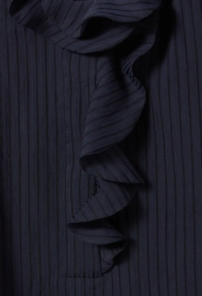 Claudie Pierlot Dark Blue Striped Ruffled Blouse Navy Women Tops And Shirts