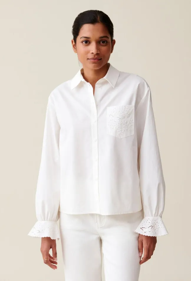 Claudie Pierlot Embroidered White Shirt Women Tops And Shirts