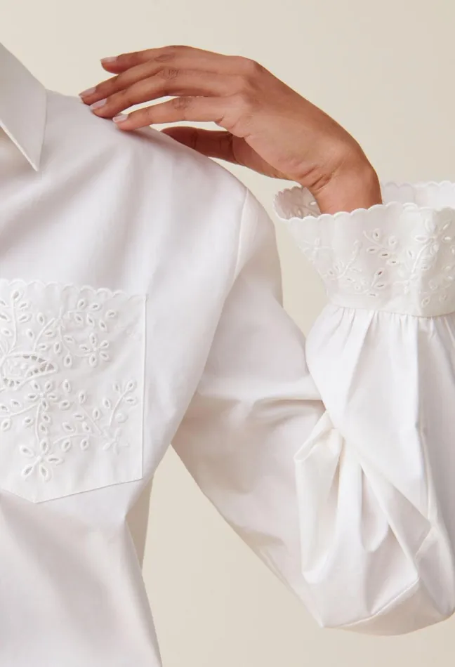 Claudie Pierlot Embroidered White Shirt Women Tops And Shirts Claudie Pierlot Embroidered White Shirt Women Tops And Shirts