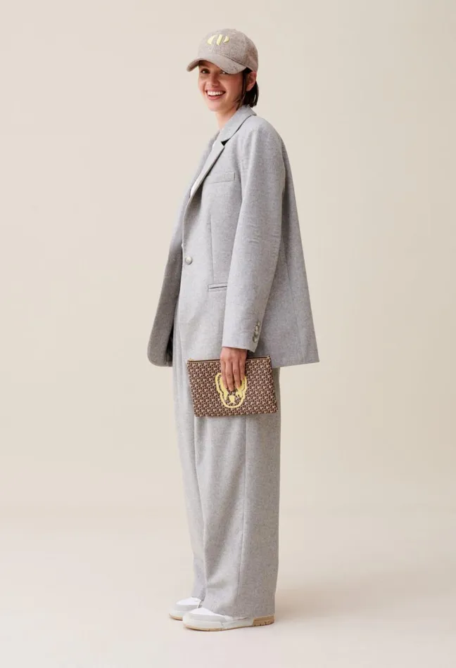 Claudie Pierlot Grey WoolBlend Tailored Jacket Light Grey Women Blazers