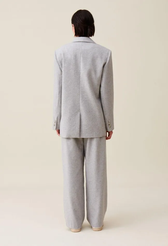 Claudie Pierlot Grey WoolBlend Tailored Jacket Light Grey Women Blazers Claudie Pierlot Grey WoolBlend Tailored Jacket Light Grey Women Blazers