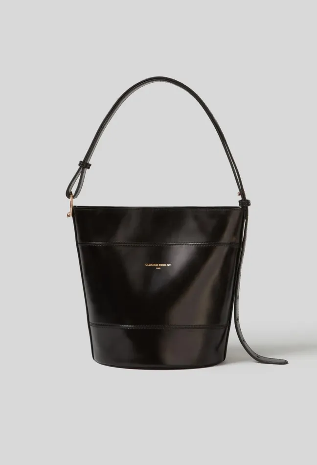 Claudie Pierlot Leather Bucket Bag Black Women Shoulder Bags Claudie Pierlot Leather Bucket Bag Black Women Shoulder Bags